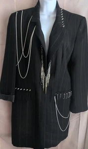 Norton Mc Naughton Damen Gr. 12 Blazer Jacke schwarz gestreift HANDARBEIT DESIGN  - Bild 1 von 16