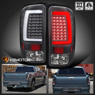 Black Fits 2007-2013 GMC Sierra 1500 2500 3500 LED Bar Tail Lights Lamps Pair Foto 1 de 4