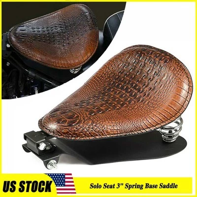 For Harley for Bobber for Chopper Motorcycle Solo Seat 3" Spring w/ Base Saddle - Image 1 of 4