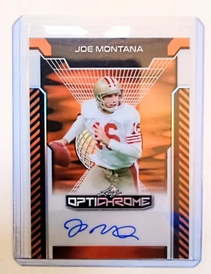 2025-Leaf Optichrome -Joe Montana-4/4 -ssp-49ers-Orange Parallel -Autograph Card - Image 1 of 2