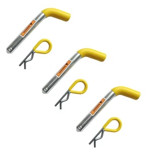 MaxxHaul 50565 Pack de 3 broches et clips d'attelage de remorque avec vinyle enduit de caoutchouc jaune... - Photo 1/5