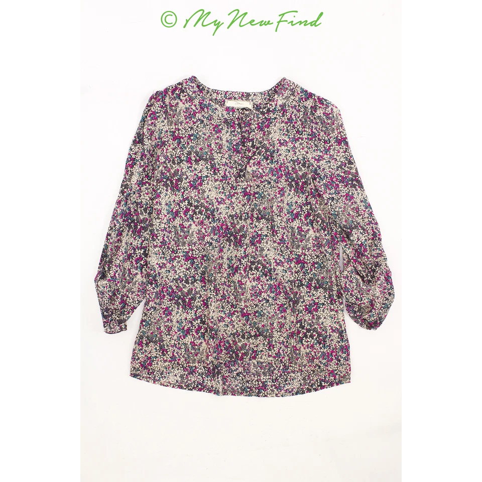 Top Soprano Nordstrom Niñas Talla 14 Manga 3/4 Floral Púrpura Teal Tostado NUEVO B9 Foto 1 de 2