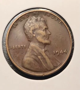 Penny di grano Lincoln 1944 senza marchio di zecca moneta da 1 centesimo di rame - Foto 1 di 6