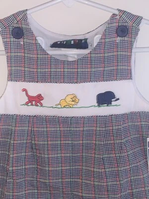 Mameluco corto de colección Samara Animals Zoo 24 niños apliques Jon-Jon NUEVO (8-8) a cuadros Foto 1 de 4