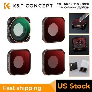K&F Concept 4-Pack Lens Filter Kit ND8 ND16 ND32 CPL for GoPro Hero 9/10/11/12 - Picture 1 of 9