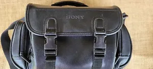 Vintage Sony Black Faux Leather Video Camera Bag Camcorder Carrying Case w Strap - Picture 1 of 7