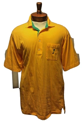Robinsons Golf VTG Mens Polo Shirt Yellow Green Pocket Cotton Large - Image 1 of 4