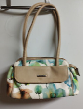 Laura Scott Handbag Tan Floral Multi-Zipper Faux Leather 12x6x3 Purse Pocketbook