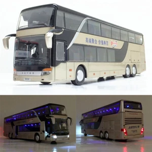 1/43 Double Sightseeing Bus Alloy Cars Pull Back Model Flash Light Vehicle  - Picture 1 of 15