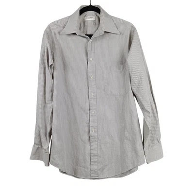 Camisa de vestir de manga larga a rayas de Calvin Klein Collection para hombre 15 1/2 34/35 Foto 1 de 4