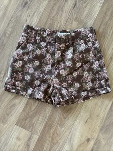 Altar’d State Burgundy Corduroy Floral Lined Mom Shorts large High Waisted - Bild 1 von 7