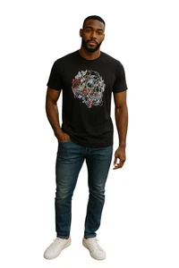 ALEXANDER MCQUEEN- Black Graphic Print T-Shirt, Size Large - Picture 1 of 6