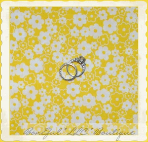 BonEful Fabric FQ Cotton Quilt Bright Yellow Flower White Polka Dot Calico Small - Picture 1 of 11