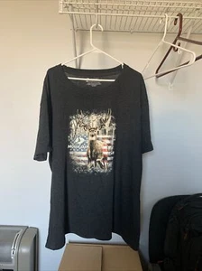 Mens Mossy Oak by Staghorn Creek Gray XL Tee Buck USA Flag New - Picture 1 of 12