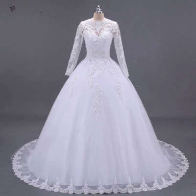 Vestidos De Novias Elegant High Neck Wedding Dress  Beaded Sequins Bridal Gowns - Image 1 of 4