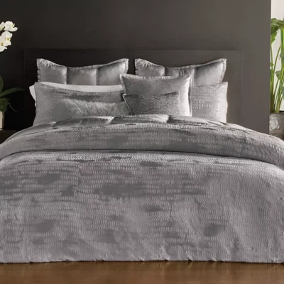 Donna Karan Vapor Collection Full/Queen Duvet Cover $450 Charcoal - Image 1 of 3
