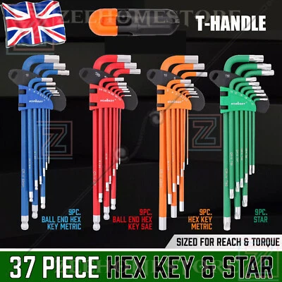 Allen Key Set Ball End 37pc Hex Key Set Metric & Imperial Alan Key Set Wrenches