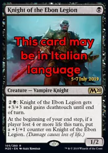 MTG KNIGHT OF THE EBON LEGION FOIL EXC CAVALIERE DELLA LEGIONE D'EBANO M20 PRE - Picture 1 of 1