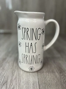 Rae Dunn Spring Has Sprung Ceramic Drink Pitcher Black White Daisy New - Picture 1 of 5