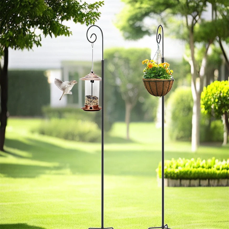 2x Schäferhaken 1.9m Hirtenhaken Metall Gartenstab mit Haken Laternenstab Garten - Bild 1 von 4