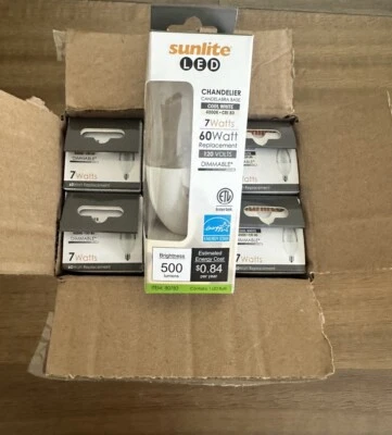 Sunlite LED Clear Torpedo Tip Chandelier Bulb 7W (60W)Cool White 6 Pack #80783 - Image 1 of 4