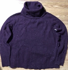 C & C California Womens L Wool Knit Sweater Dark Purple Turtleneck Pullover NWT - Picture 1 of 13