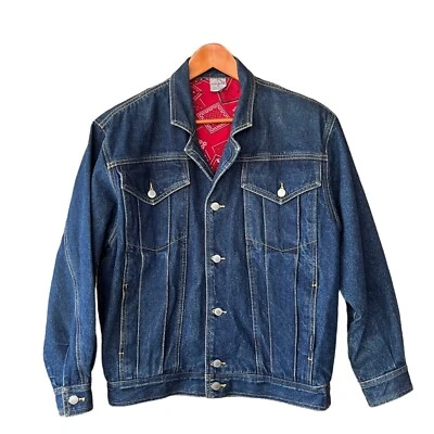 "Chaqueta vaquera Jordache Jeans de colección años 80 forro bandana roja talla mediana 24"" X 23,5""" Foto 1 de 4