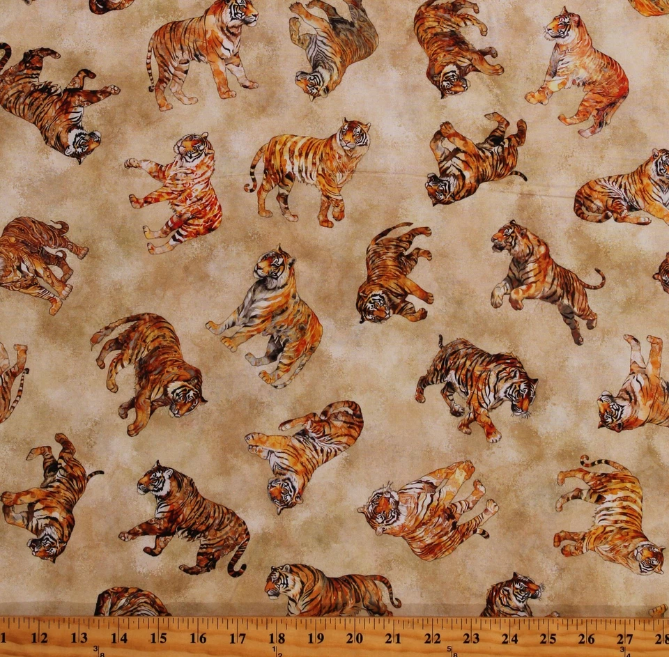 Impresión de tela de bronce de la selva de animales de ojo de tigre de algodón por yarda D375,80 Foto 1 de 1