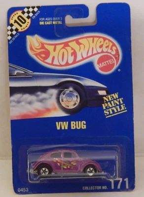 VW Bug Volkswagen Hot Wheels Mainline tarjeta azul 1992-171 puntos de velocidad Foto 1 de 4