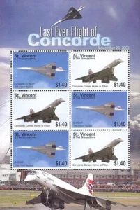 CONCORDE G-BOAF Filton Last Ever Flight Aircraft Stamp Sheet (2006 St Vincent) - Picture 1 of 1