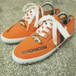 Broncos Denver NFL Fan Sneaker Womens 7 Orange Canvas Washable Lace Up Shoes - Picture 1 of 17