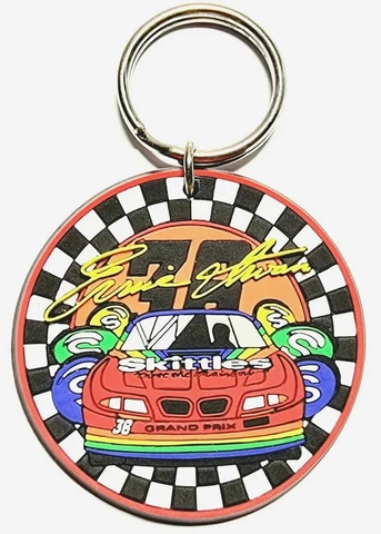 Nascar Skittles Keychain Ernie Irvan Grand Prix Race Car 36 Keyring Vinyl Keytag Cover