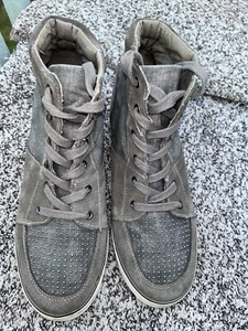 Sneakers American Eagle top zeppa verde pelle scamosciata taglia 10 - Foto 1 di 8