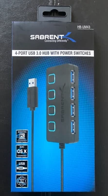 Sabrent 4-Port USB 3.0 Hub with Individual LED Power Switches | HB-UM43 - Image 1 of 2