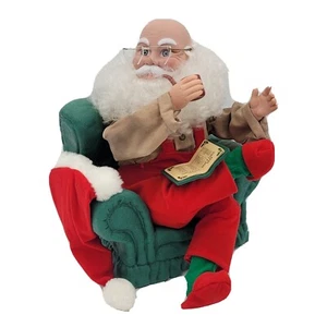 Santa's Best Animated Santa Sitting In Green Arm Chair Making A Christmas List - Picture 1 of 7
