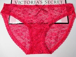 VICTORIA'S SECRET Red Lace Bikini Panty M L XL Sexy Black Palms VS NWT - Picture 1 of 4