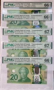 CANADA 20 DOLLARS BC 74 - 2015 - COMMEMORATIVE COMPLETE SET - PMG 66 & 67 EPQ - Picture 1 of 12