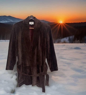 Chaqueta de Gamuza Saks Fifth Ave Mujer S Mocha Marrón Pesada 100% Gamuza Máxima Foto 1 de 4