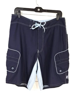 Mossimo Men's Board Shorts Swim trunks Size 34 Navy and light blue with pockets - Picture 1 of 11