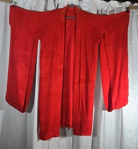 Vintage roter Furisode Kimono 100 % Seide Langarm formell japanisches Gewand Museum - Bild 1 von 24