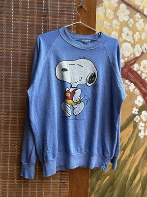 Moletom vintage anos 70 Snoopy Sportswear azul amendoim gola redonda - Imagem 1 de 4