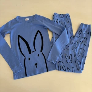 Hanna Andersson Bunny Blue Long John Pajamas Easter Set Size 10-12 - Picture 1 of 10