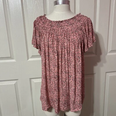 The Nines By Hatch Maternity Top Blouse Pink Floral Smocked NWT Size S - Image 1 of 4
