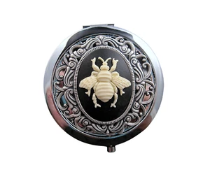 Handmade Bee Cameo Compact Mirror - Picture 1 of 2