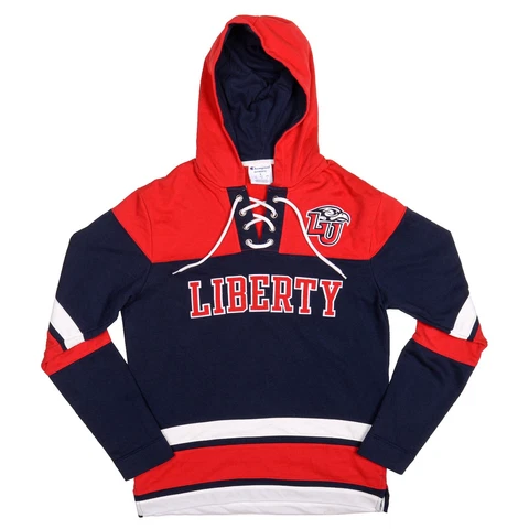 Champion Liberty University Flames Hockey Lacer Hoodie Sweatshirt Adult Small Cover
