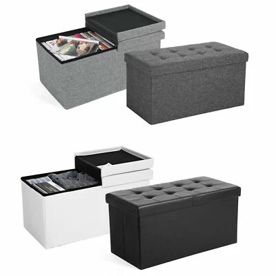 SONGMICS Sitzbank Faltbarer Sitzhocker Aufbewahrungsbox Sitzwürfel Truhe Ottoman - Bild 1 von 3