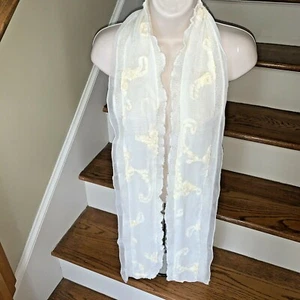 Unique LORO PIANA White & Ivory Butter Cream Italian Silk Paisley Scarf ❤️tb1006 - Picture 1 of 5