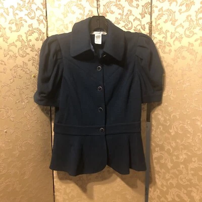 Chaqueta Blazer Diane Von Furstenberg DVF Vintage Azul Manga Corta Talla 6 Foto 1 de 4