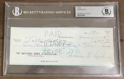Warren Spahn Beckett BAS Autograph jsa Signed psa check mlb baseball Braves - Image 1 of 3