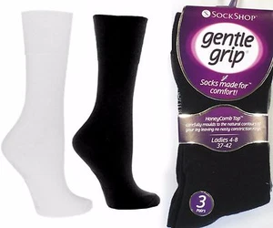 Ladies Gentle Grip Honeycomb Top Soft Cotton Non Elastic Diabetic Socks UK 4-8 - Picture 1 of 2